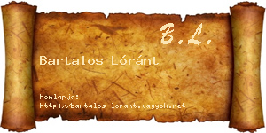 Bartalos Lóránt névjegykártya